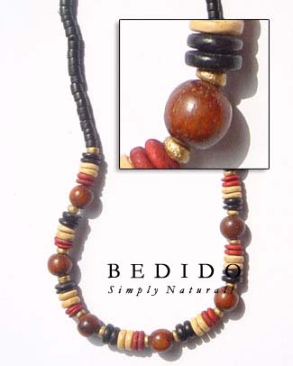 Natural Black With Wood Seed Necklace