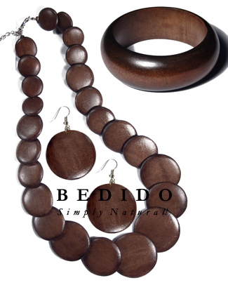 Stained Brown Wooden Jewelry Set Jewelry