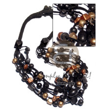 5 graduated layers black satin