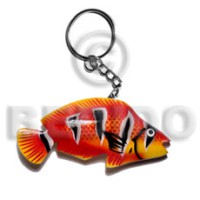 Fish handpainted wood keychain 90mmx50mm