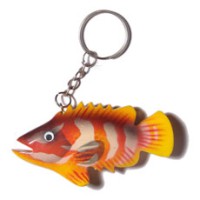Fish handpainted wood keychain 80mmx40mm