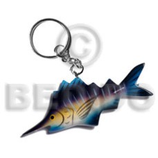 Fish handpainted wood keychain 95mmx40mm