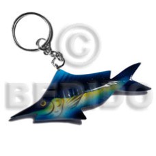 Fish handpainted wood keychain 110mmx40mm