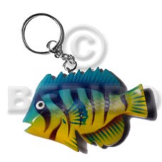 Fish handpainted wood keychain 70mmx40mm