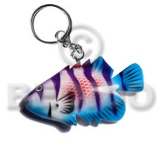 Fish handpainted wood keychain 80mmx45mm