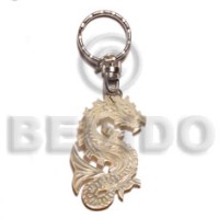 40mm carved mop shell keychain dragon