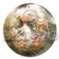 Round 40mm blacklip handpainted