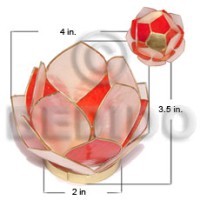 Lotus candle holder red white capiz