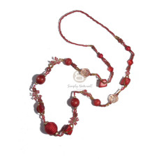 Asstd red glass beads