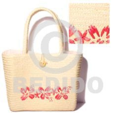 Pandan bag with pink straw