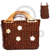 Pandan rope bag with wood