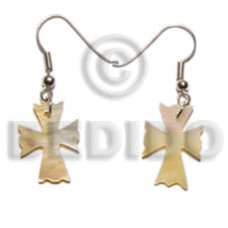 Dangling 19x14mm mop cross earrings