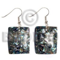 Dangling 25mmx20mm rectangular paua shells