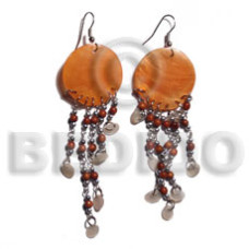 Dangling 30mm orange round capiz