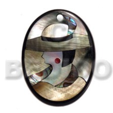 Shell inlaid oval lady