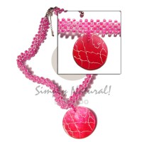 Fuschia pink glass beads flat
