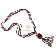 4 layers tassled brown glass