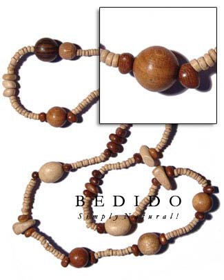 "Bohemian"- Asstd. Wood Beads Bohemian Necklace