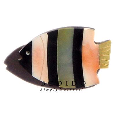 Inlayed Fish Black Tab Brooch