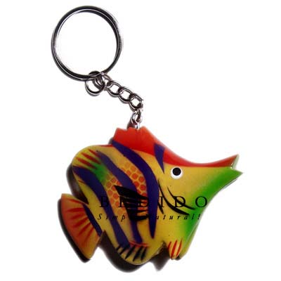 Fish Hand Painted Wooden Keychain