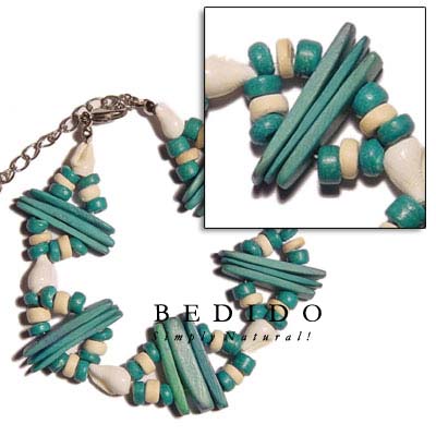 2 Rows Aqua Green Shell Bracelets