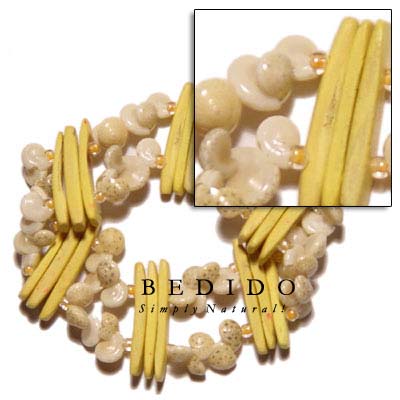 Yellow Coco Stick W/ Shell Bracelets