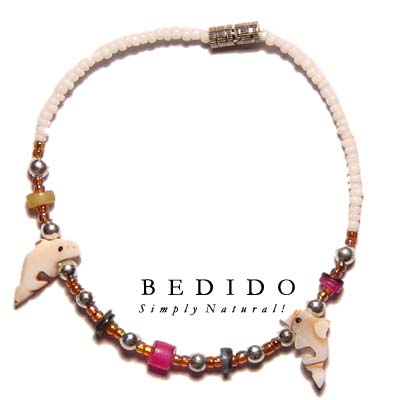 White Glass Beads W/ Shell Bracelets