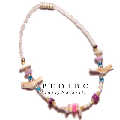 White Glass Beads W/ Shell Bracelets