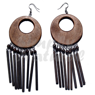 Dangling 50mm Round Natural Black Wood With