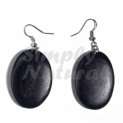 Dangling Oval 38mmx27mm Natural Wood In Black
