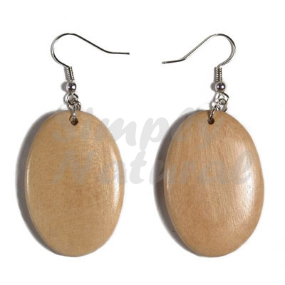 Dangling Oval 38mmx27mm Natural Wood With Clear