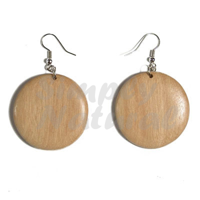 Dangling Round 32mm Natural Wood With Clear