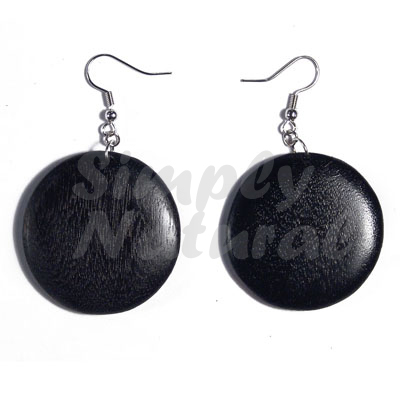 Dangling Round 32mm Natural Wood In Black