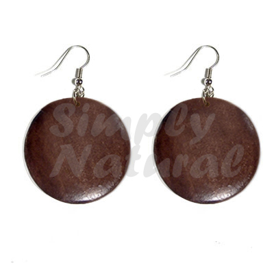 Dangling Round 32mm Natural Wood In Brown