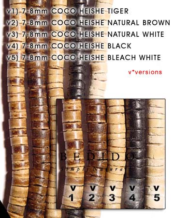 7-8mm Heishi Coco Coco Cuentas Blancas