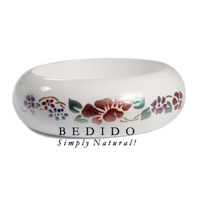 White Stained Wooden Bangle Hand Painted Bangles
