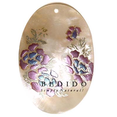 Oval 50mm Hammershell W/ Hand Painted Pendant
