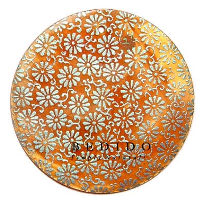 Round 40mm Orange Hammershell Hand Painted Pendant