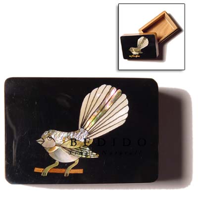 Inlaid Bird Fan Tail Jewelry Box