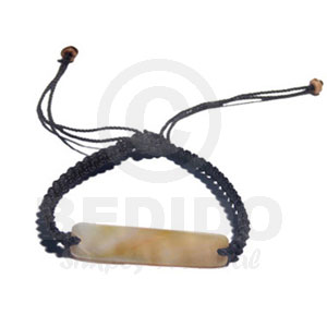 Black Macrame MOP Shell Id Bracelet