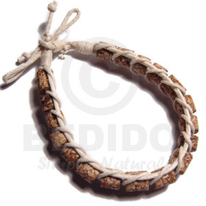 Mahogany Cylinder Beads In Macrame Beige Wax