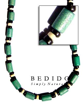 Green Wood Tube Necklace Natural Necklace