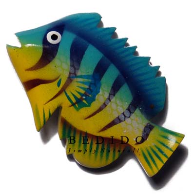 Fish Hand Painted Wood Refrigerator Magnets
