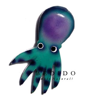 Octopus Hand Painted Wood Refrigerator Magnets