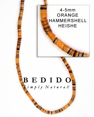 Orange Hammer Shell Beads