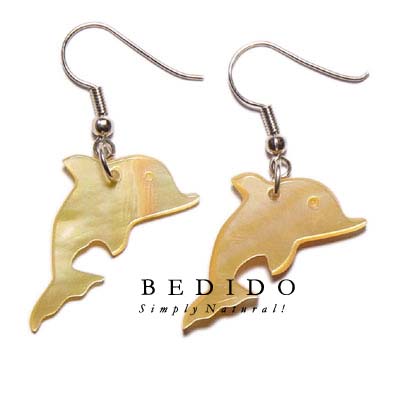 Dangling 30x17mm MOP Dolphin Shell Earrings