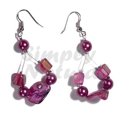 Dangling Floating Lavender Kabibe Shell Nuggets In