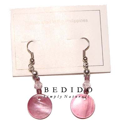 Dangling Round 25mm Pink Shell Earrings