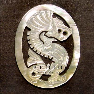 Oval Dragon Carving 45mm Shell Pendants