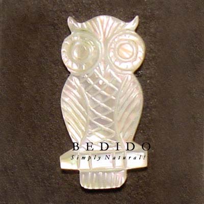 Owl MOP Carving 40mm Shell Pendants